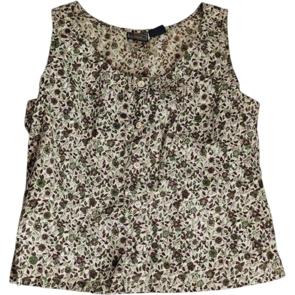 Vintage Y2K Route 66 Sleeveless Dark Botanicals Blouse Top Medium Streetwear